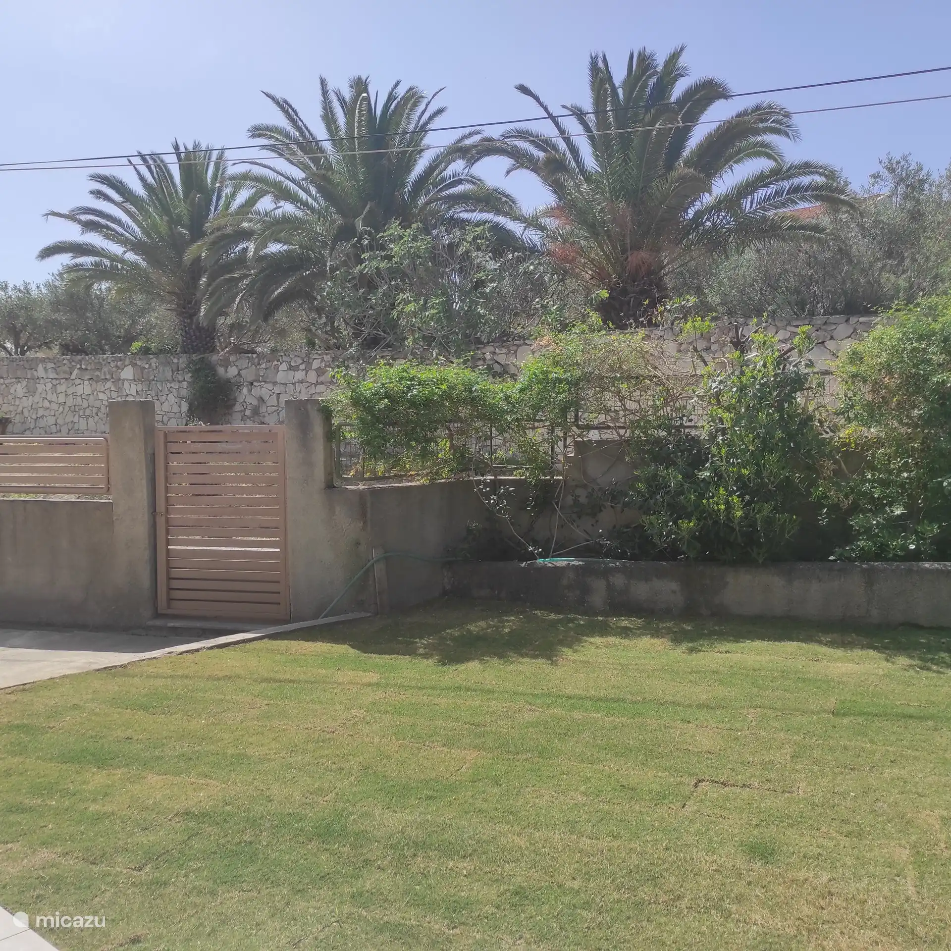 Jardín en la parte trasera con vistas a la montaña. 