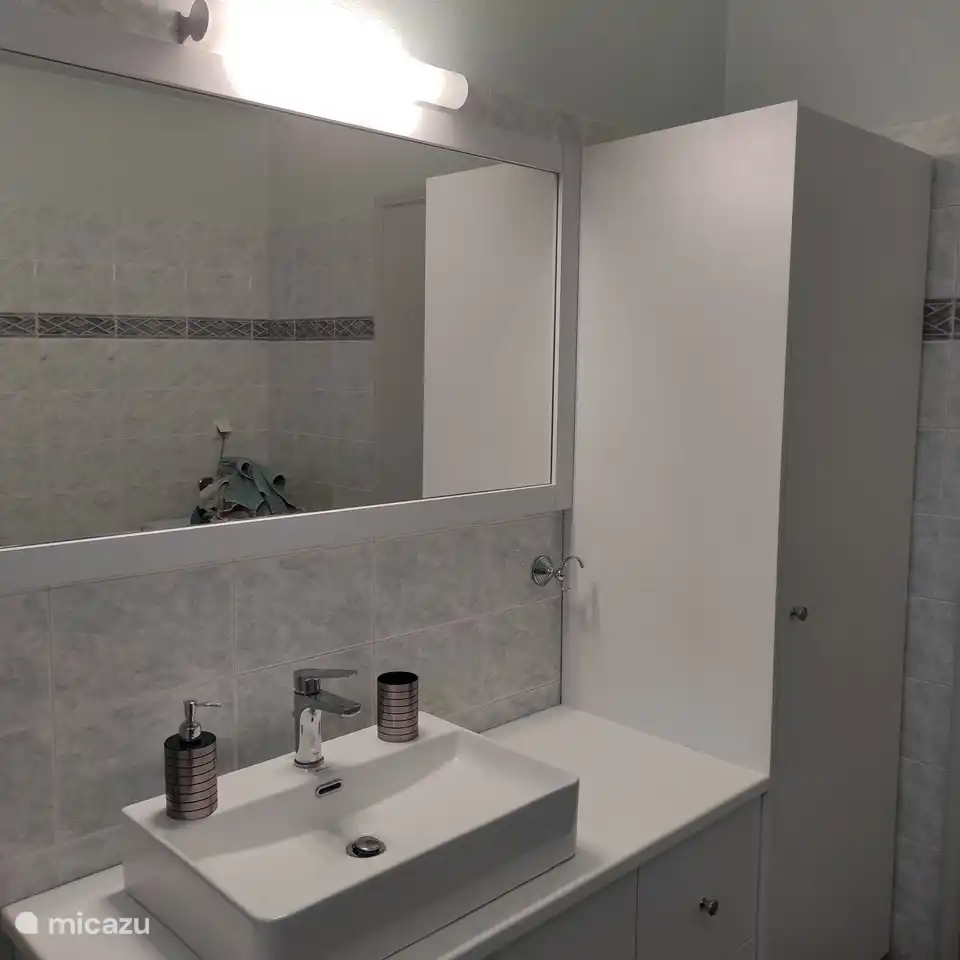 Cuarto de baño con bañera, lavadora.