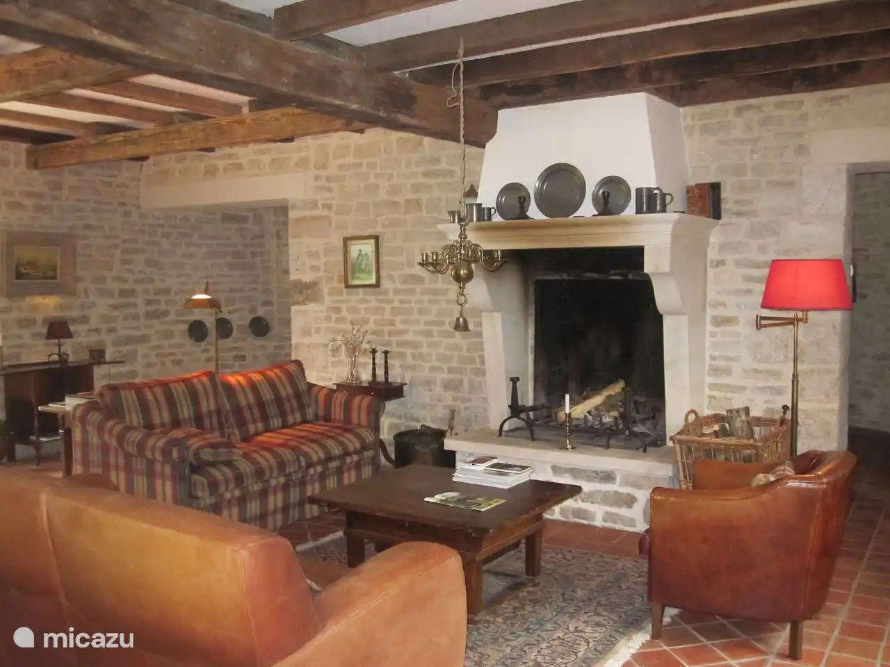 Sitting room with fireplace.