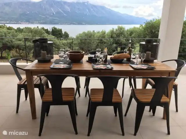 Villa Míticas en Grecia, Gracia Central, Pogonia - villa Mesa de comedor para terraza, teca