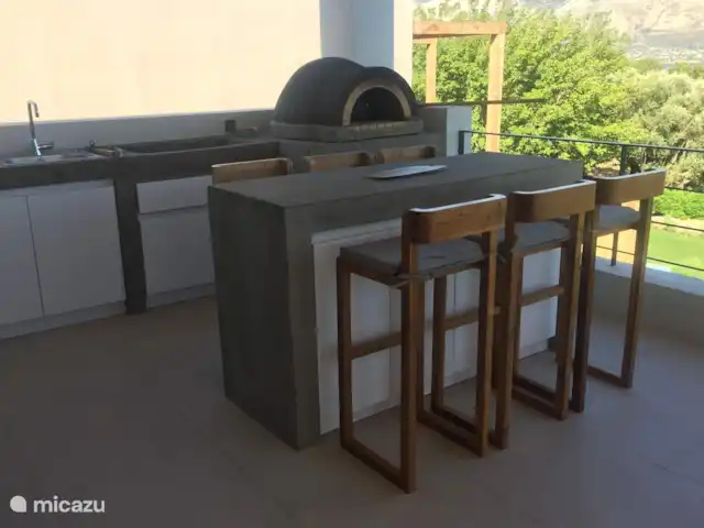 Villa Míticas en Grecia, Gracia Central, Pogonia - villa Bar con cocina exterior, horno de pizza y barbacoa