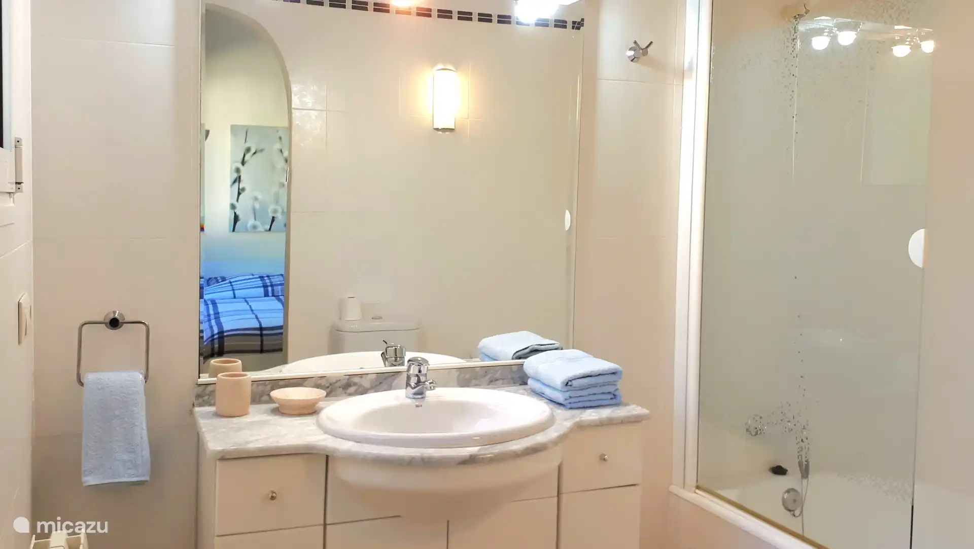 Salle de bain attenante de la chambre 1 avec combinaison baignoire/douche