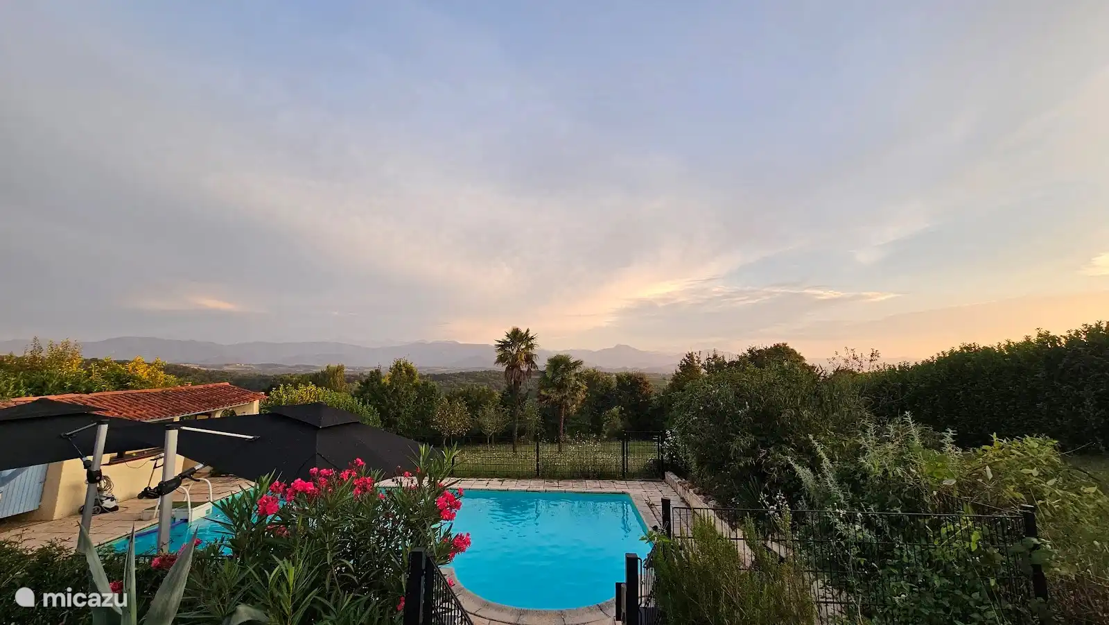 Blick über den Pool in der Abendsonne