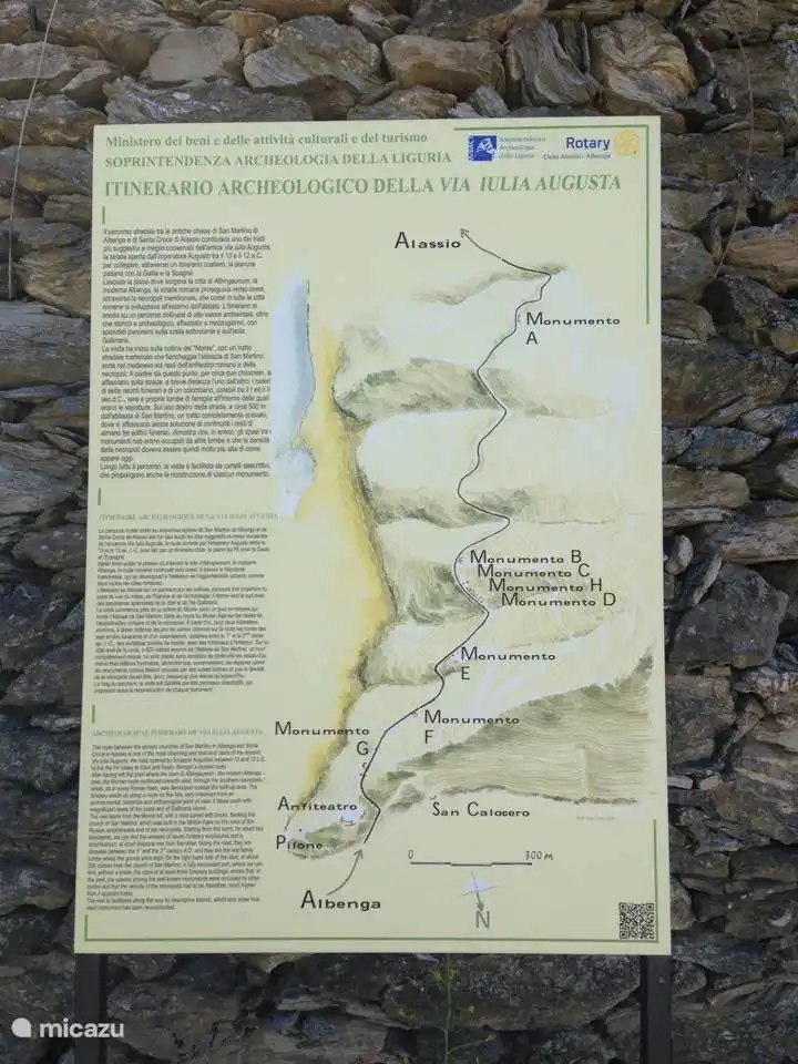 Die Via Julia Augusta. eine Römerstraße zwischen Albenga und Alassio. Sie wandern zwischen römischen Denkmälern mit schöner Aussicht und Flora auf dem Weg.