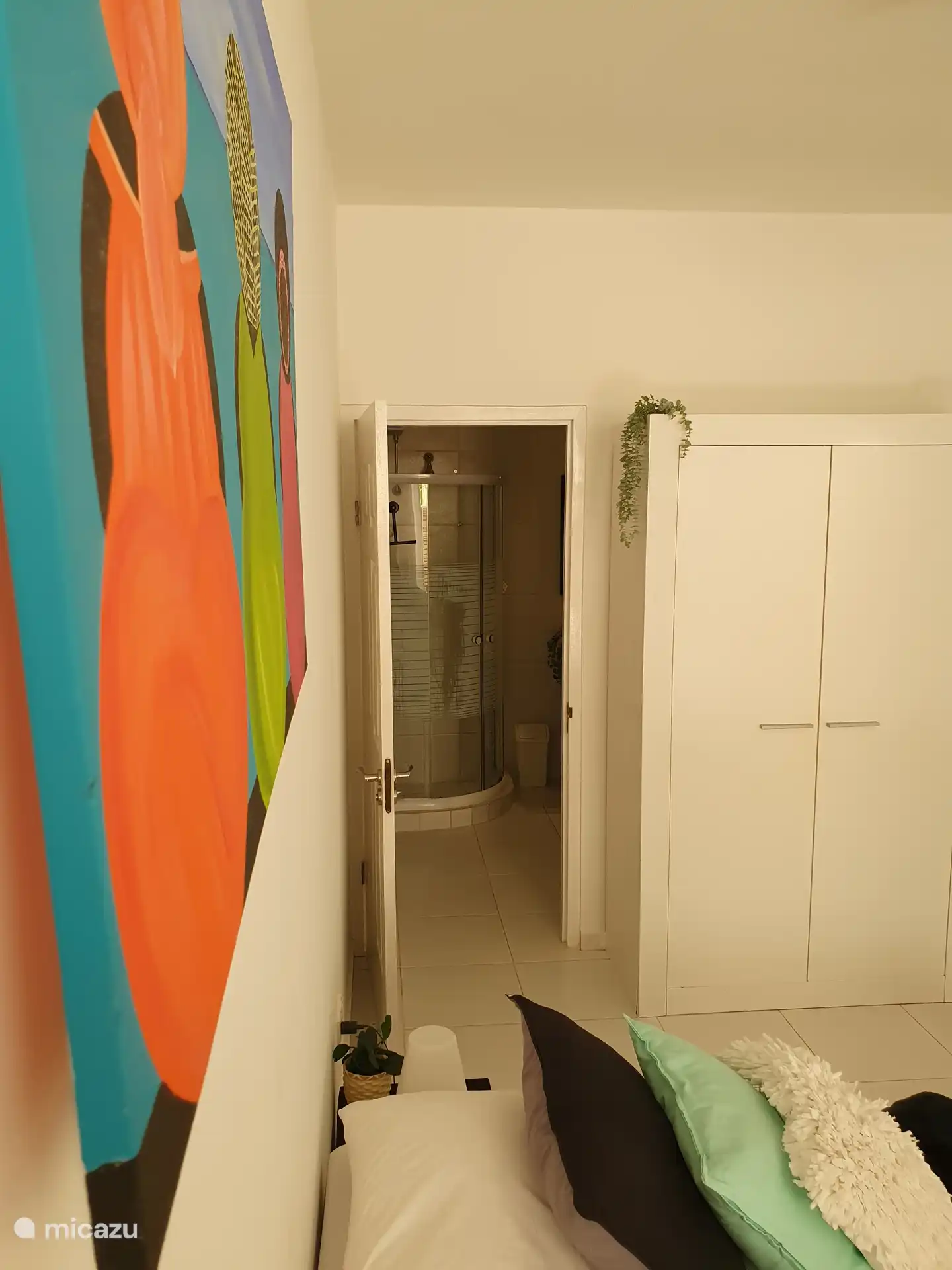 Passage to bathroom via bedroom