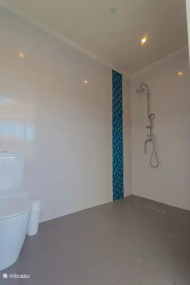 Das Duschbad neben dem Pool hat auch eine Toilette