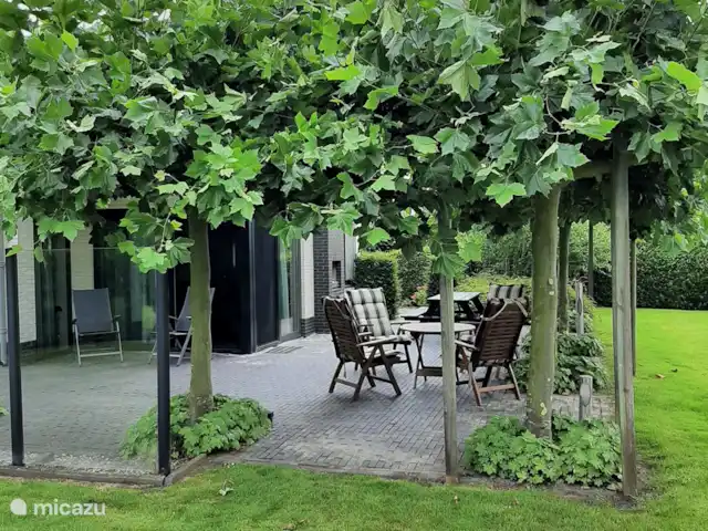 Bargereed 27 huren in Nederland, Friesland, Tzummarum - vakantiehuis Ruim terras met zowel zon als schaduw