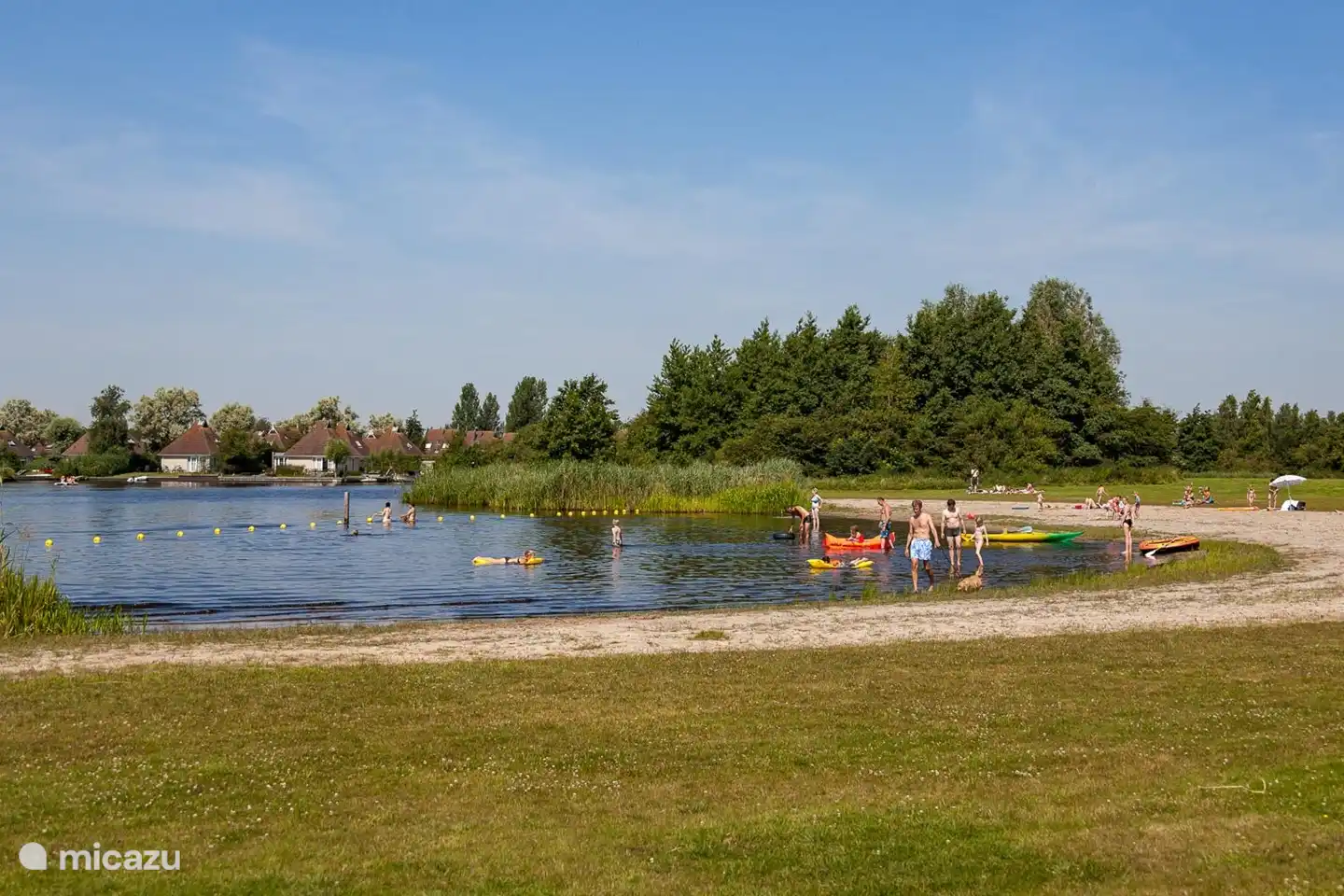 This beautiful sheltered recreation area with playground equipment and a beach with buoy line is 500 meters away from the house.