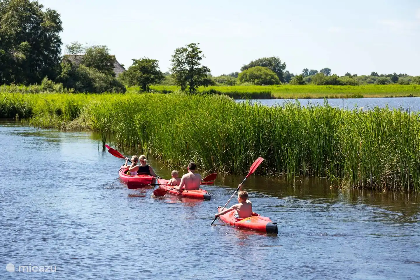 Canoeing with the whole family.