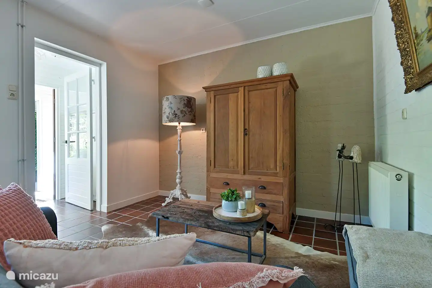 The Smart TV is hidden in this cabinet with of course NETFLIX!