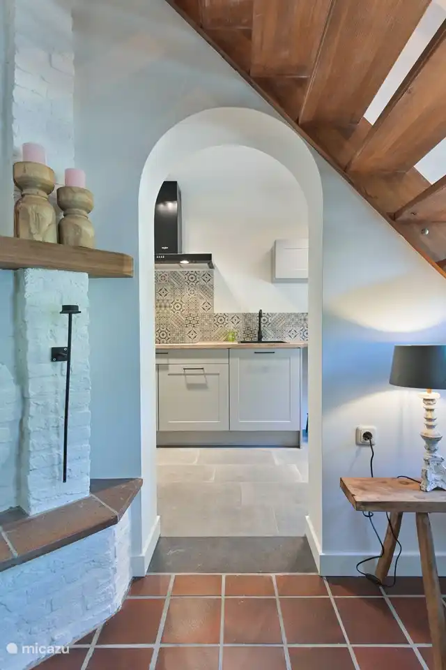 The kitchen is half open