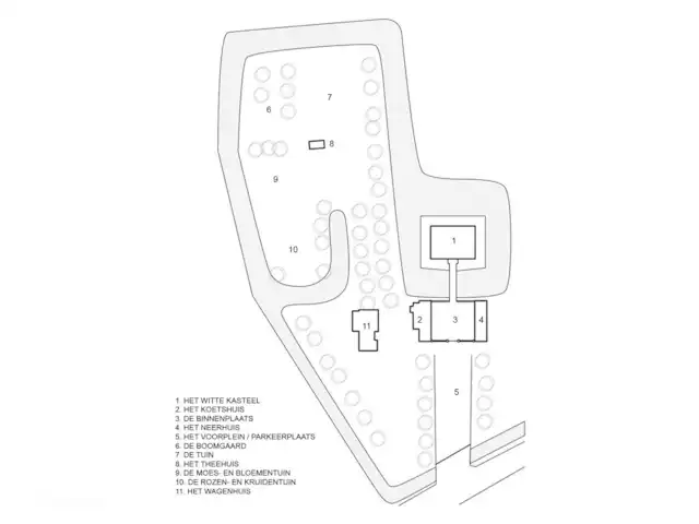 Het Theehuis in Nederland, Noord-Brabant, Loon op Zand - landhuis / kasteel Plattegrond van het landgoed