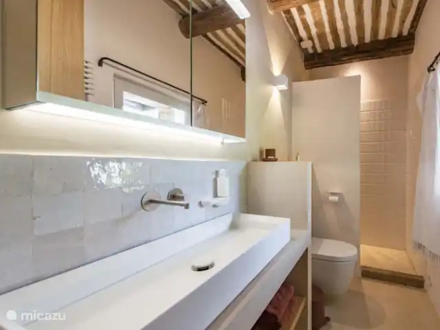 Villa des Roches | France, Vaucluse, Apt - villa Salle de bain attenante dans la chambre 2 avec douche à effet pluie, double vasque et toilettes