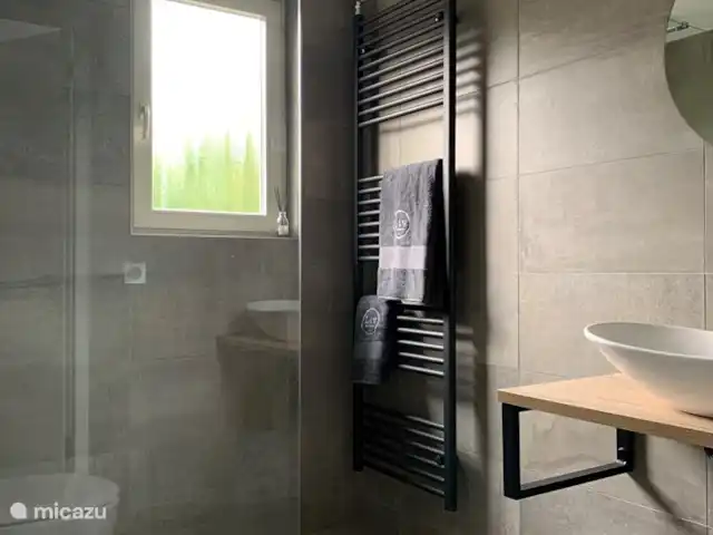 Liv Residence Casa de vacaciones y sauna en Países Bajos, Güeldres, Ermelo - casa vacacional El baño con ducha de lluvia a ras de suelo.