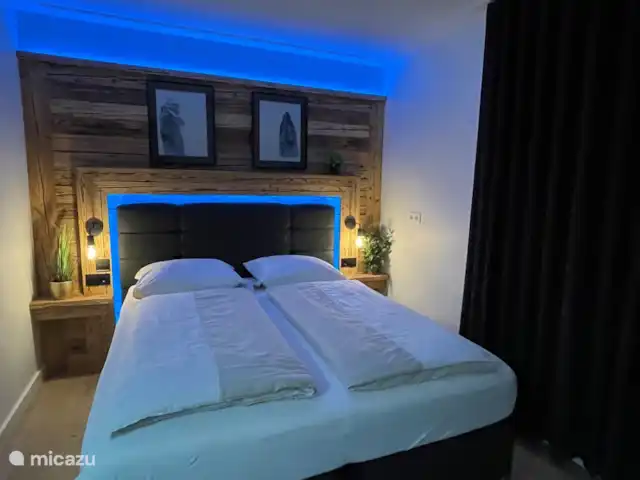 Luxury Garden Lodge Avec Climatisation + Sauna | Pays-Bas, Overijssel, Denekamp - bungalow Jolie chambre principale avec accès à une terrasse privée.
