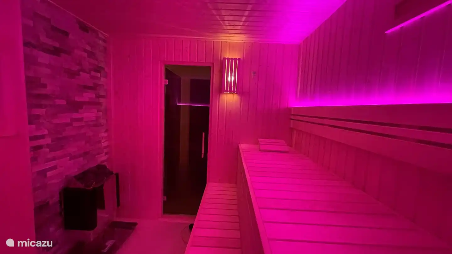 Puede elegir entre varios colores de iluminación para crear el ambiente adecuado en la sauna.