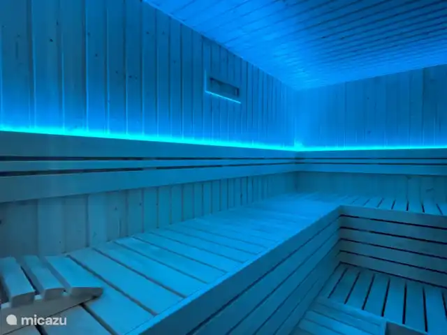 Luxury Garden Lodge Avec Climatisation + Sauna | Pays-Bas, Overijssel, Denekamp - bungalow L'éclairage bleu adapté et vital.