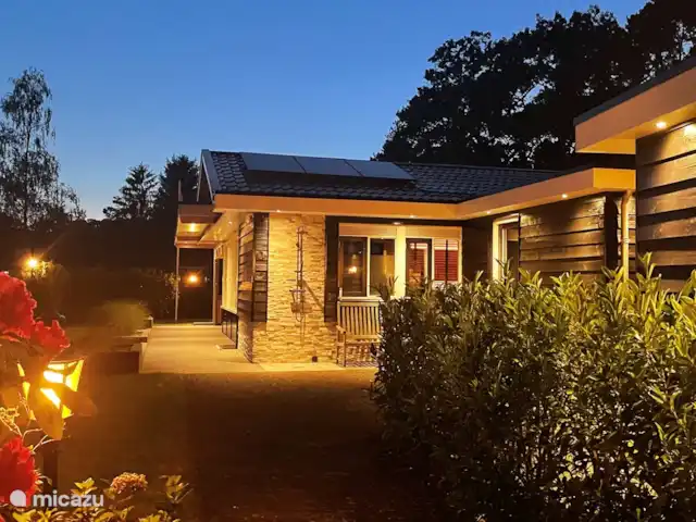 Luxury Garden Lodge Avec Climatisation + Sauna | Pays-Bas, Overijssel, Denekamp - bungalow Garden Lodge la nuit.