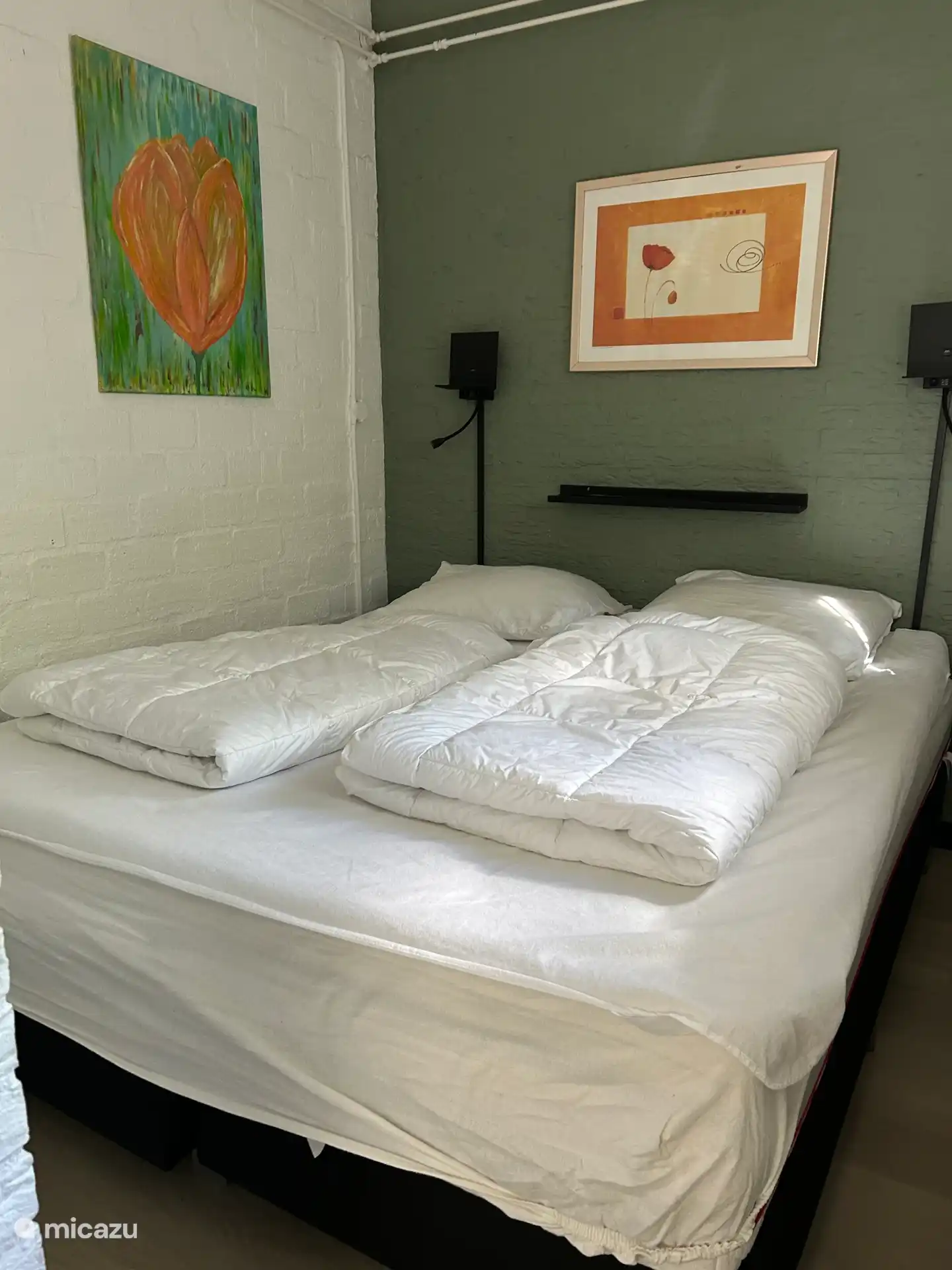 Gleiches Hauptschlafzimmer, aber jetzt mit zwei einzigen Anti-Allergie-Bettdecken