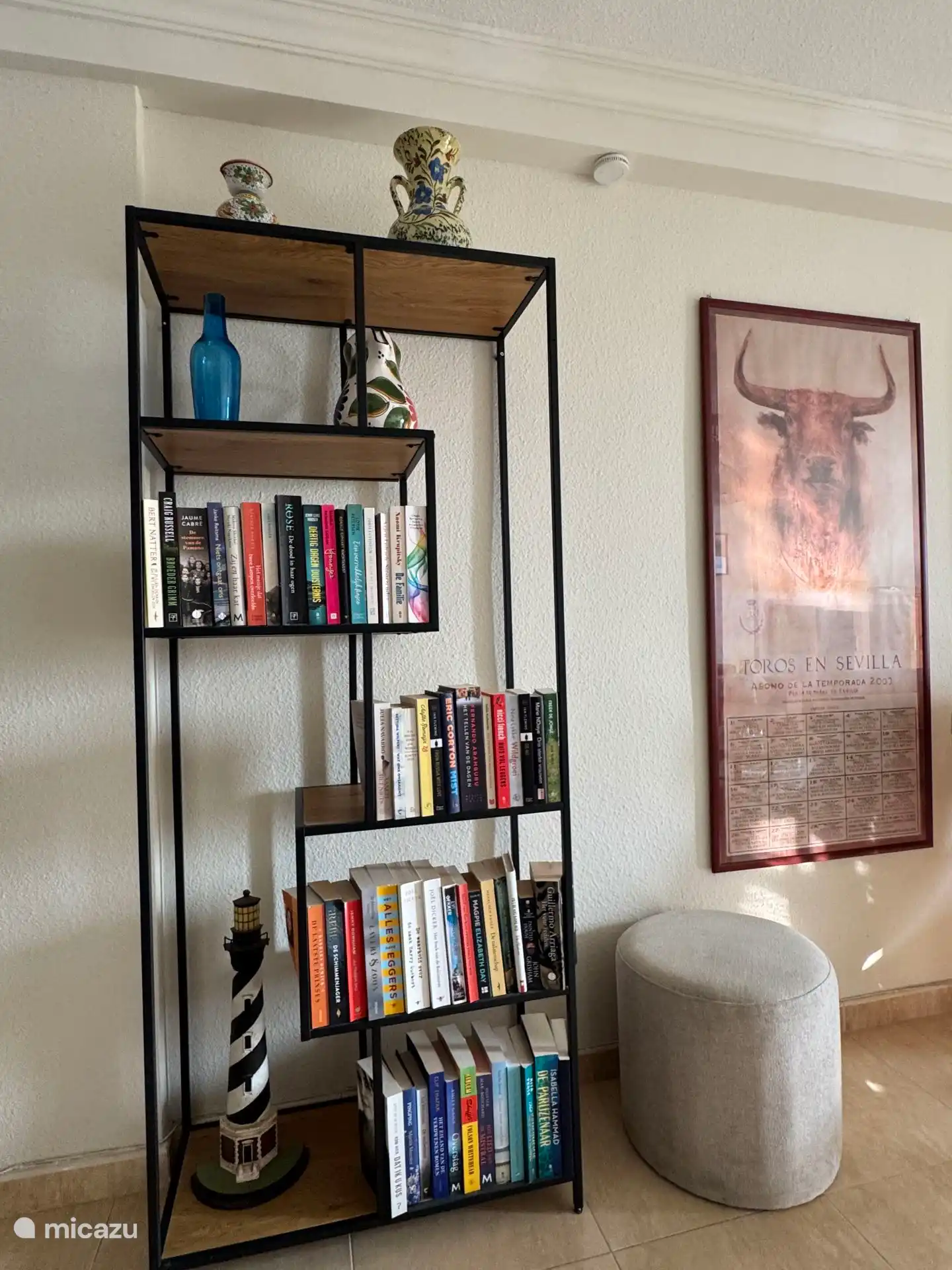 Gefülltes Bücherregal mit holländischen Büchern