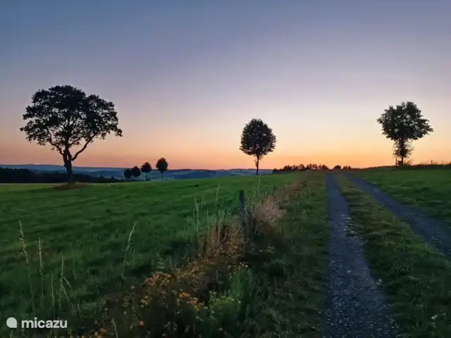 Location de Vacances Allemagne, Eifel, Wiesbaum, bungalow - 't Vosje Coucher de soleil à Wiesbaum, derrière la maison.