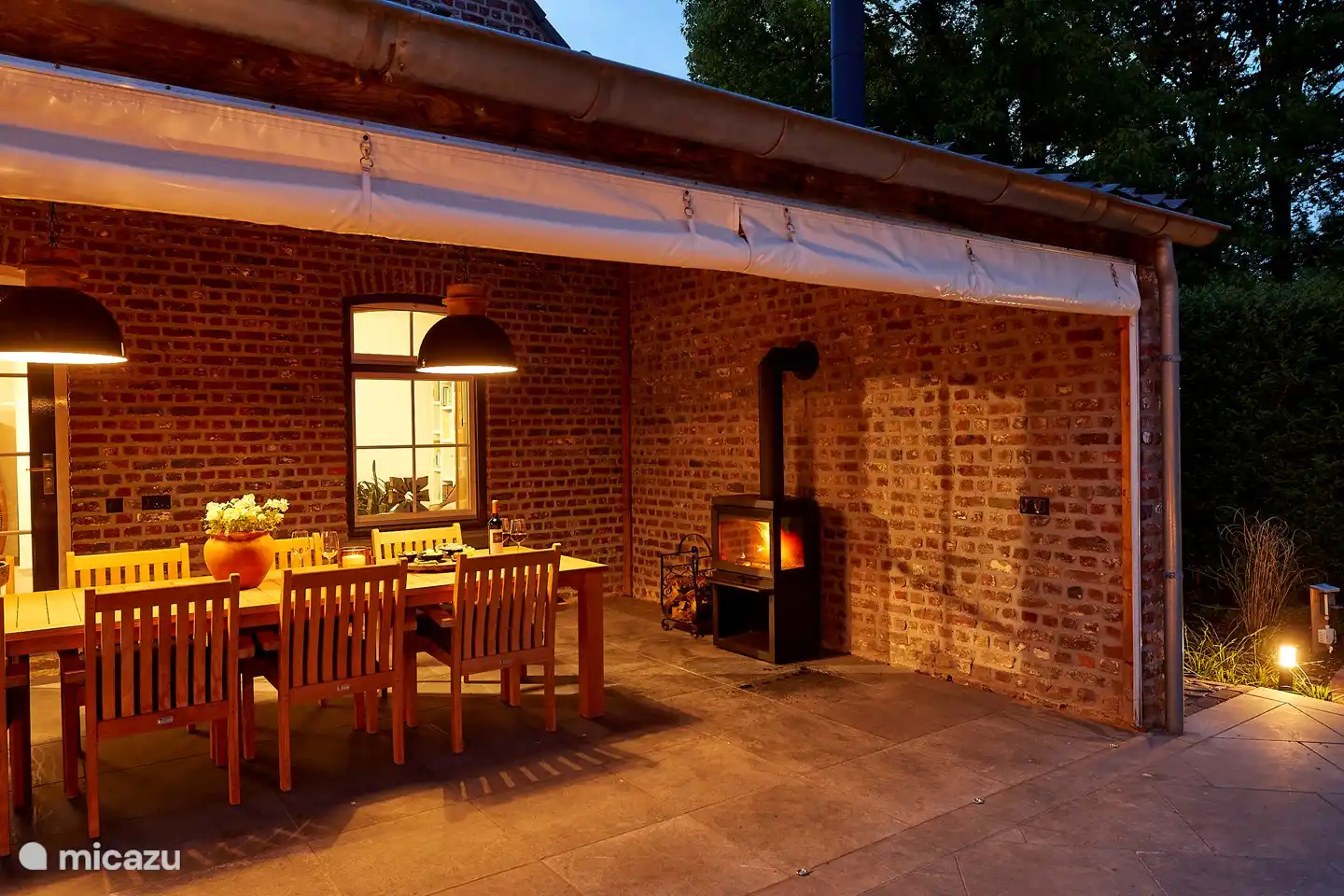 Terrace with fireplace