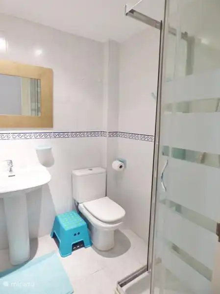 Badezimmer 1 mit Dusche, Waschbecken und WC