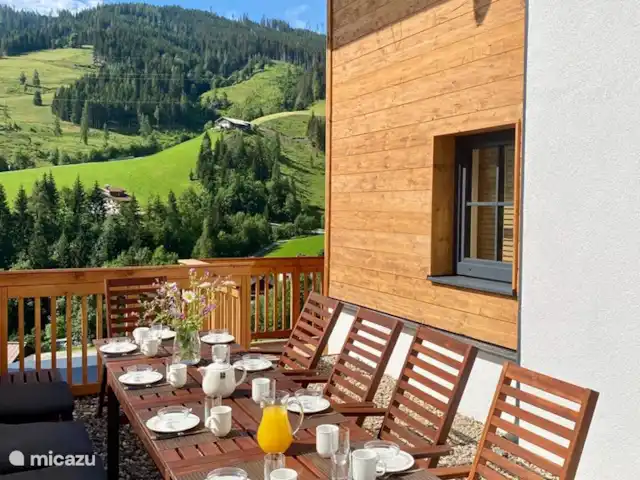 Casa Crouton en Austria, Salzburgo, Muhlbach - casa vacacional Terraza exterior