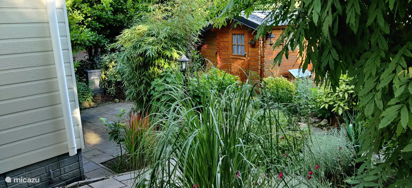 Blick auf den Garten, wo viel Privatsphäre herrscht.