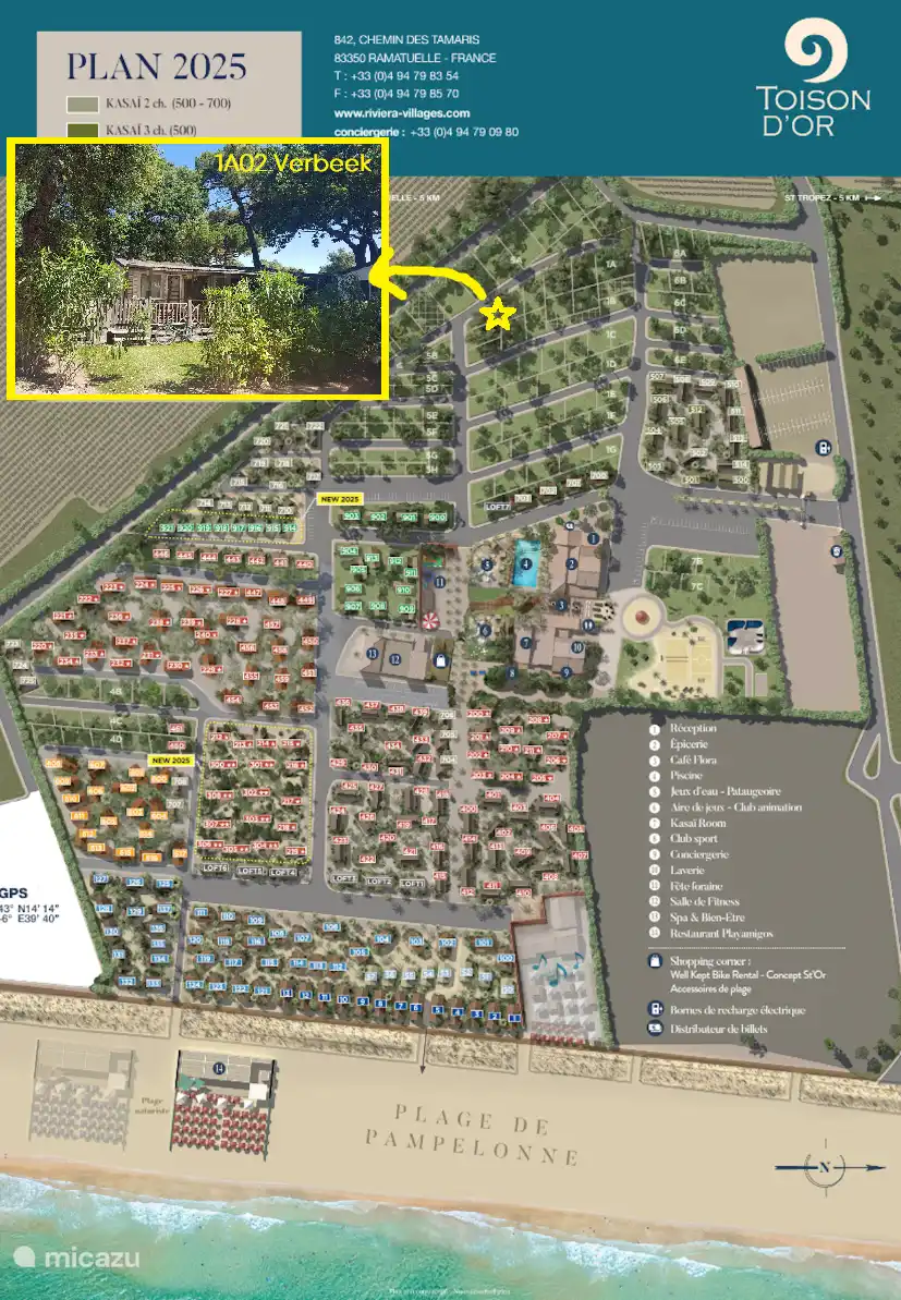 indicación de nuestro lugar en Toison D'Or. Una vez aquí, ya no necesitas el coche. El resort y la playa tienen todo lo necesario, supermercado, cajero automático, lavandería, peluquería, tiendas, varios restaurantes, piscina, club deportivo