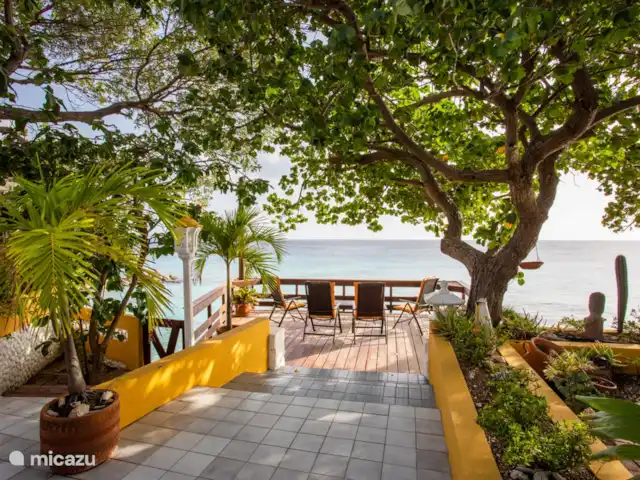 Villa Bord de mer | Curaçao, Curaçao-Centre, Sint Michiel - villa Vue à 180 degrés sur la mer des Caraïbes depuis le jardin.
