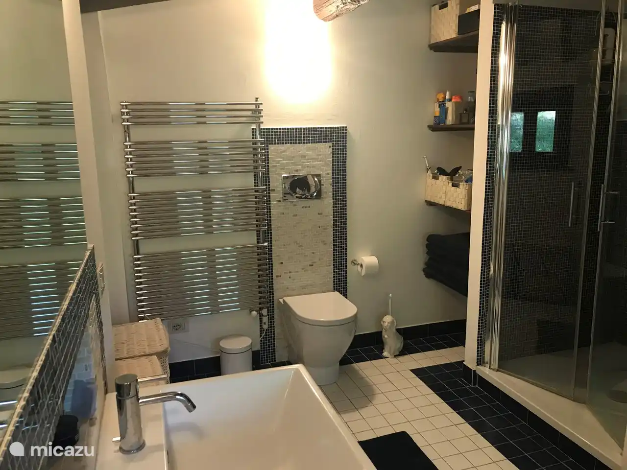 Badkamer bij de hoofdslaapkamer met douche