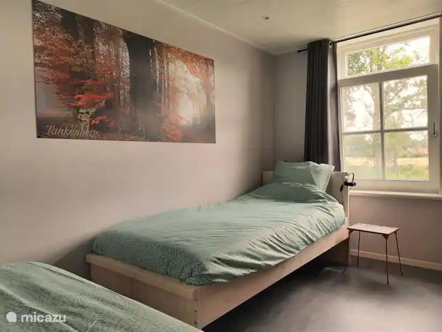Erve Beertke huren in Nederland, Overijssel, De Lutte - vakantiehuis Aan de voorzijde de 'Tankenberg' slaapkamer met 2 1-persoonsbedden.
