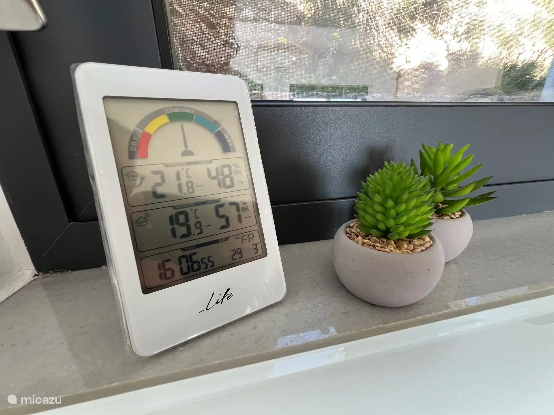 Innen- und Außentemperatur.