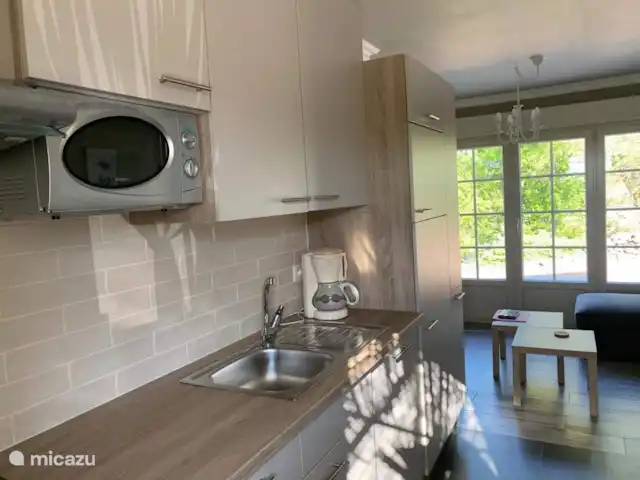 Location de Vacances France, Ardèche, Chambonas, villa - Gîte du Mas de Vignal cuisine attenante au coin salon