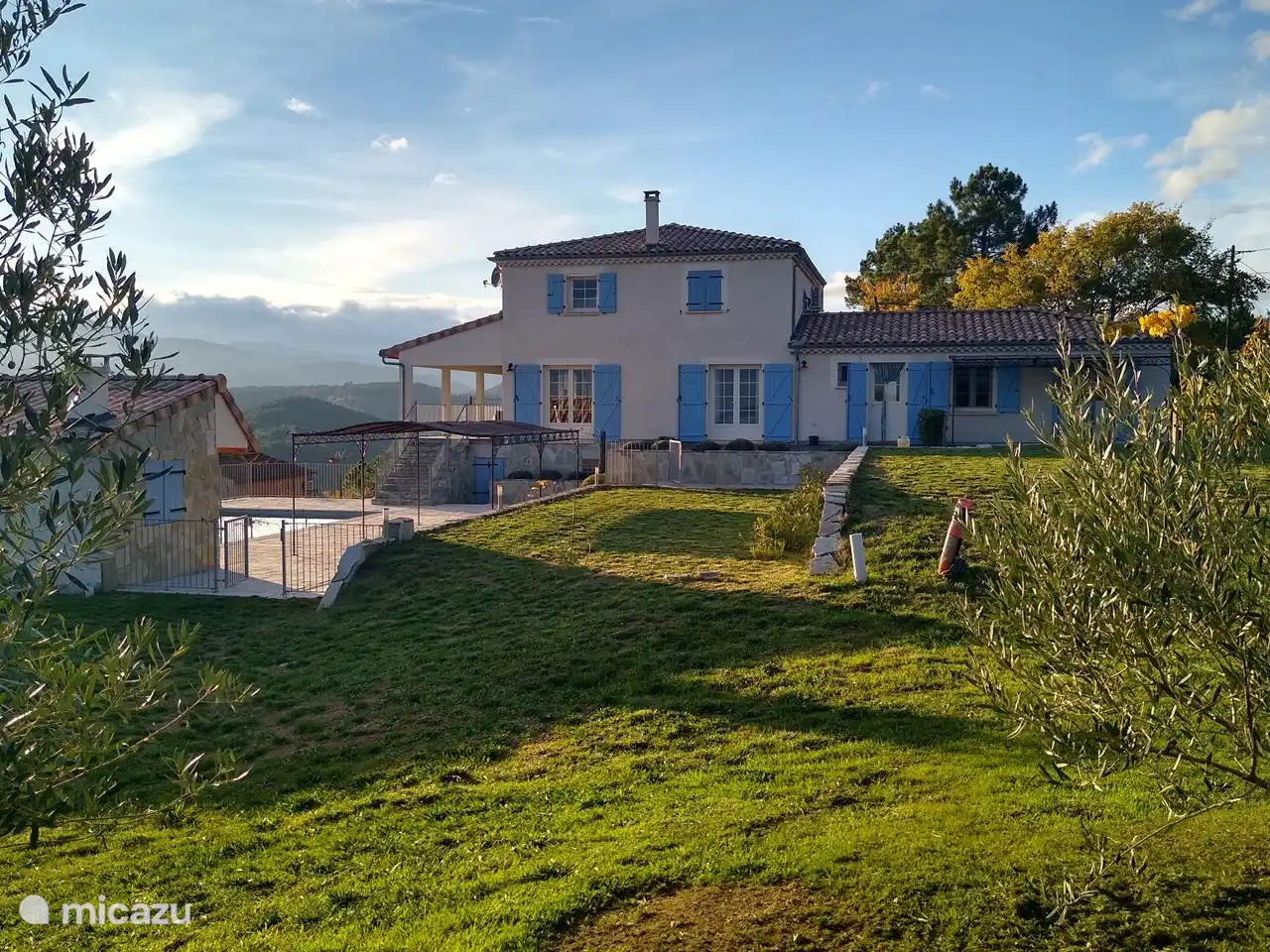view of the house with gîte from the olive grove
