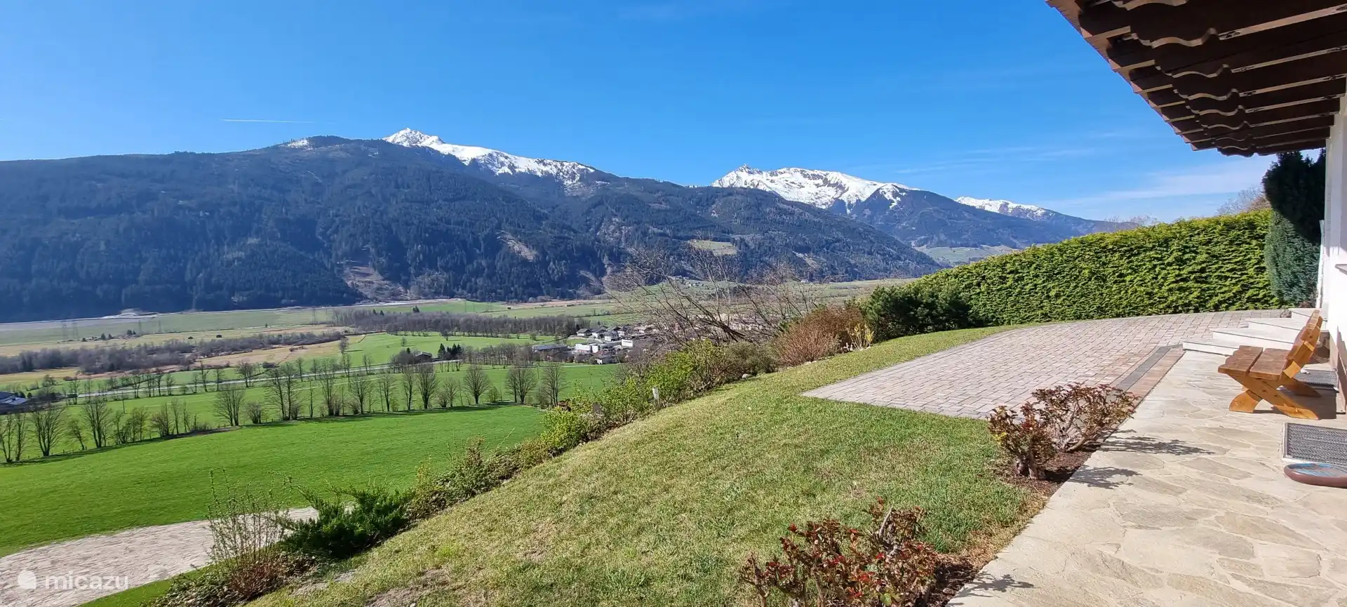 View from the terrace on the valley and the mountains