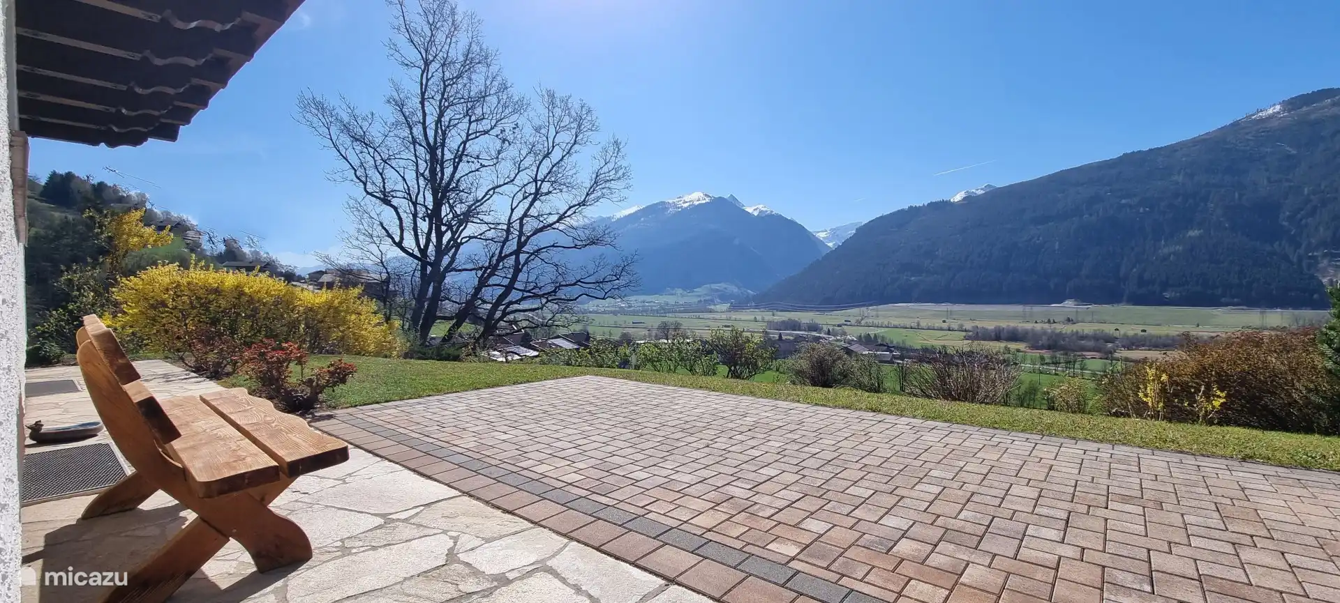 View from the terrace on the valley and the mountains