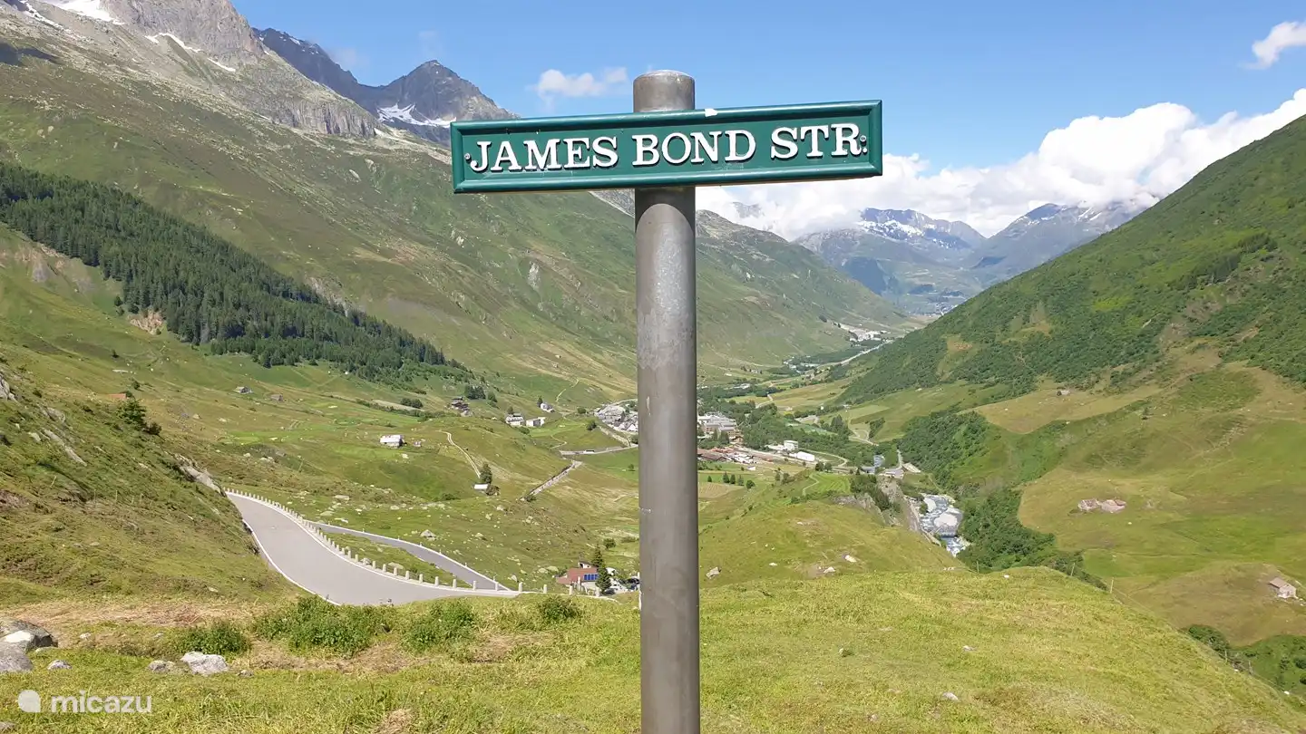On the Furka pass also James Bond drove with Goldfinger. Here's a commemoration of it.