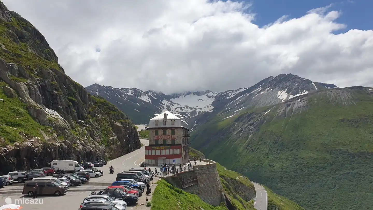 On the Furka Pass. Hotel Bellevue. Long closed but remains iconic.