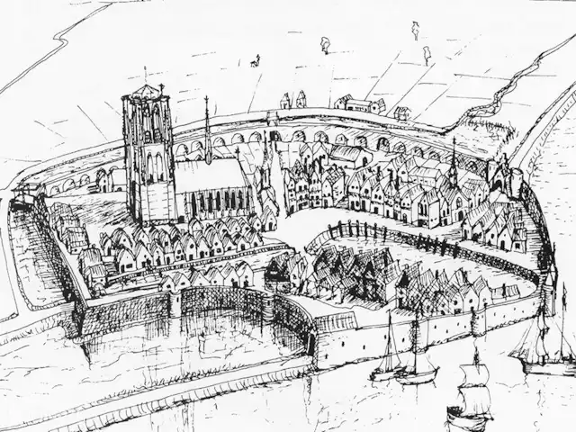 De Goede Ree 37 | Pays-Bas, Hollande méridionale, Goedereede - chalet vieux dessin à la plume de la ville portuaire de Goedereede.