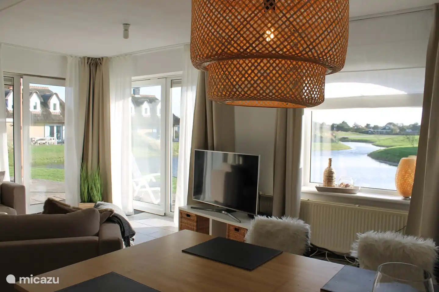 living room with television