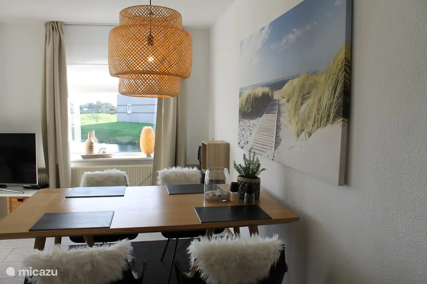 Have a nice breakfast at the dining table.