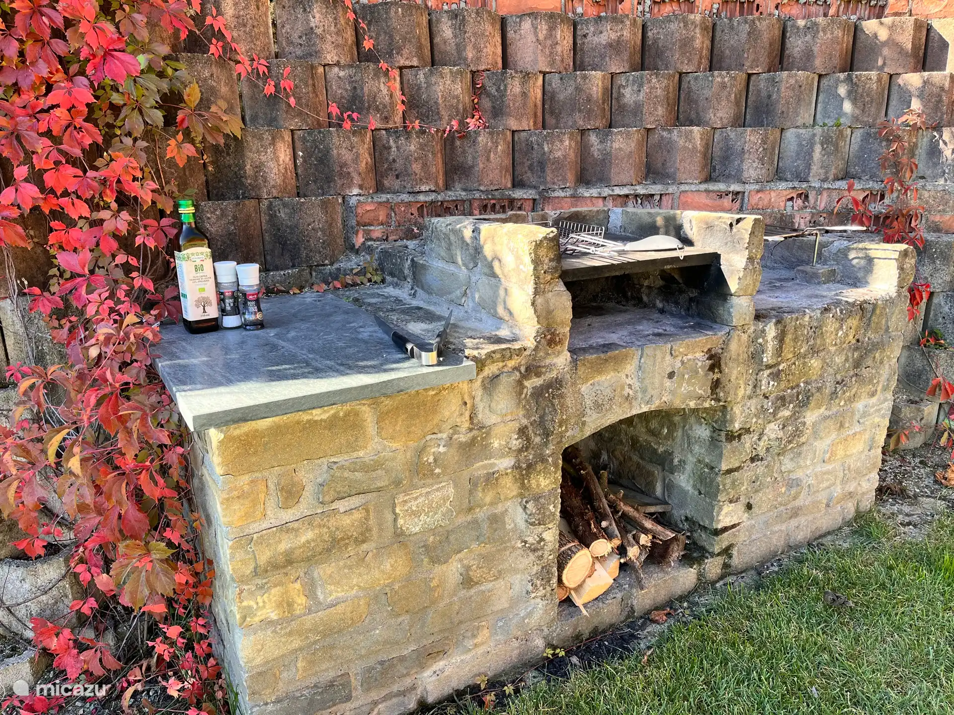 Barbacoa y piedra de lava.