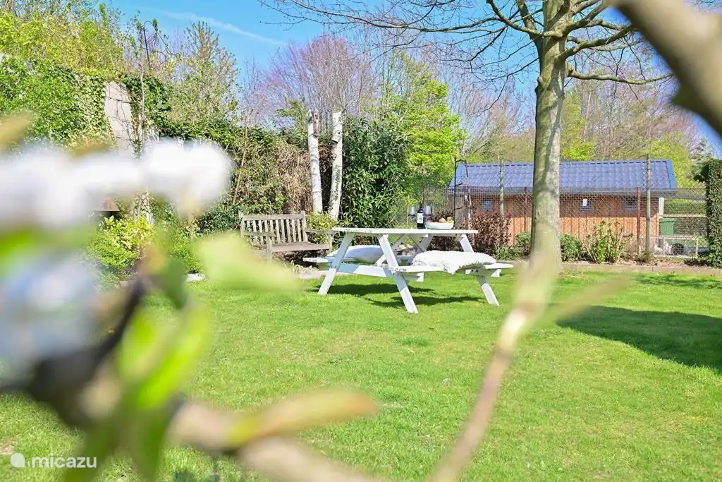 You have sun in the garden all day and can use various seating and lying areas