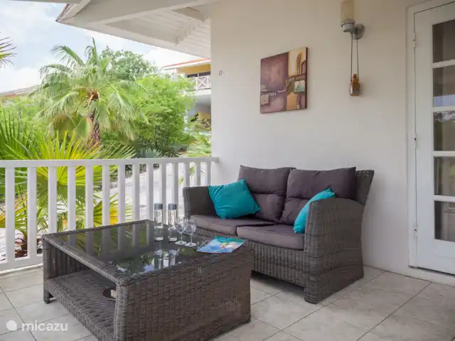Piscadera Bay Resort 23 huren in Curaçao, Curacao-Midden, Piscadera - bungalow Veranda met uitzicht op de tuin