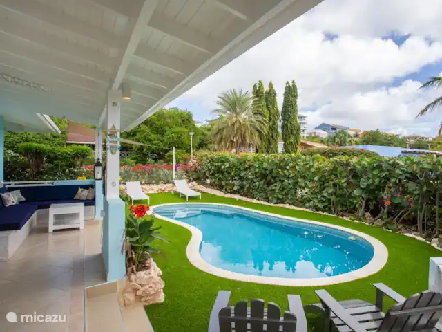 Villa Perla Blou | Curaçao, Curaçao-Centre, Piscadera - bungalow Piscine et terrasse
