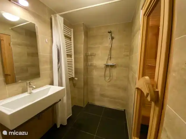 Huize Ruinen | Pays-Bas, Drenthe, Ruinen - maison de vacances Salle de bain avec sauna