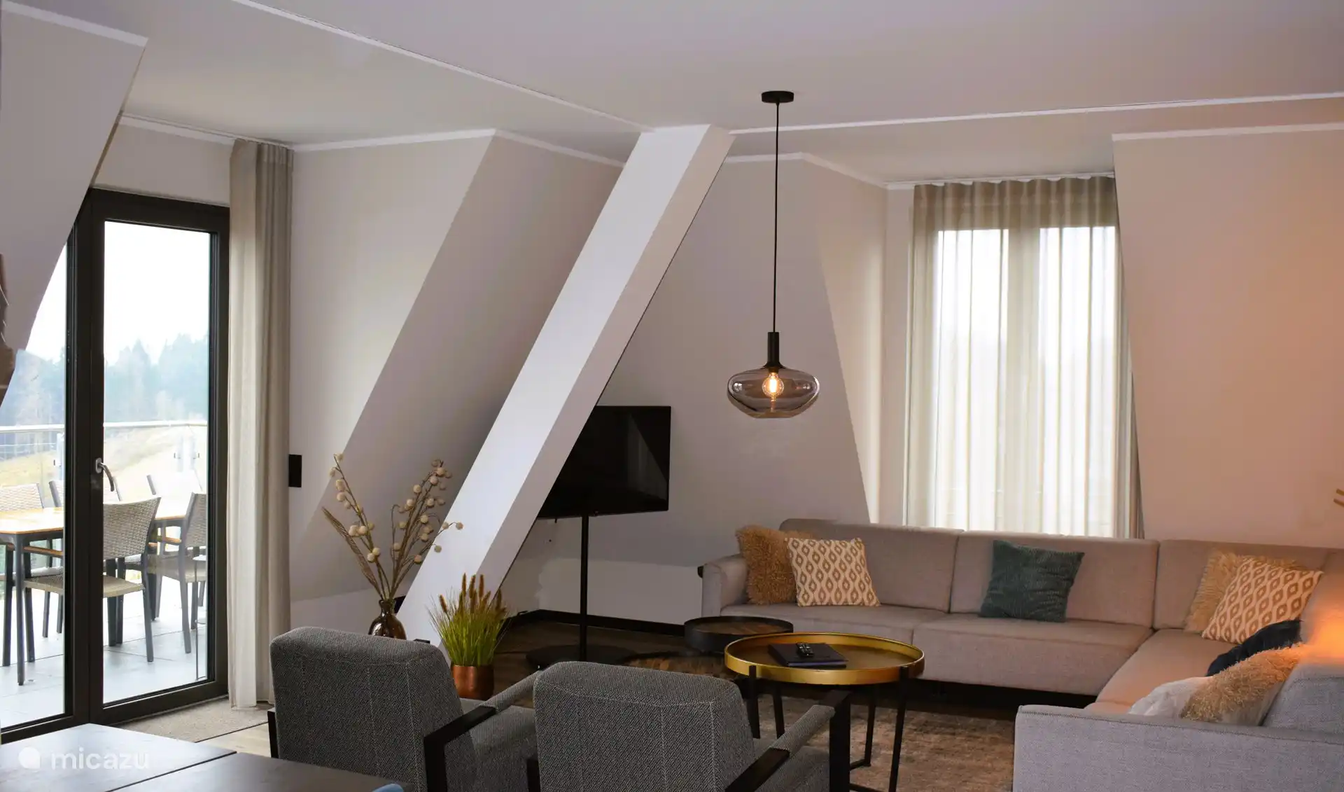 Sitting area with patio doors to the terrace