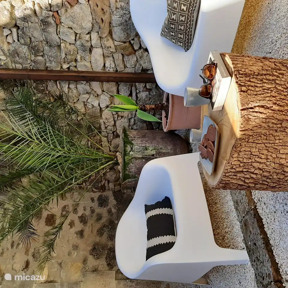 Es gibt 4 Liegestühle und 2 verstellbare Sonnenliegen im Garten.